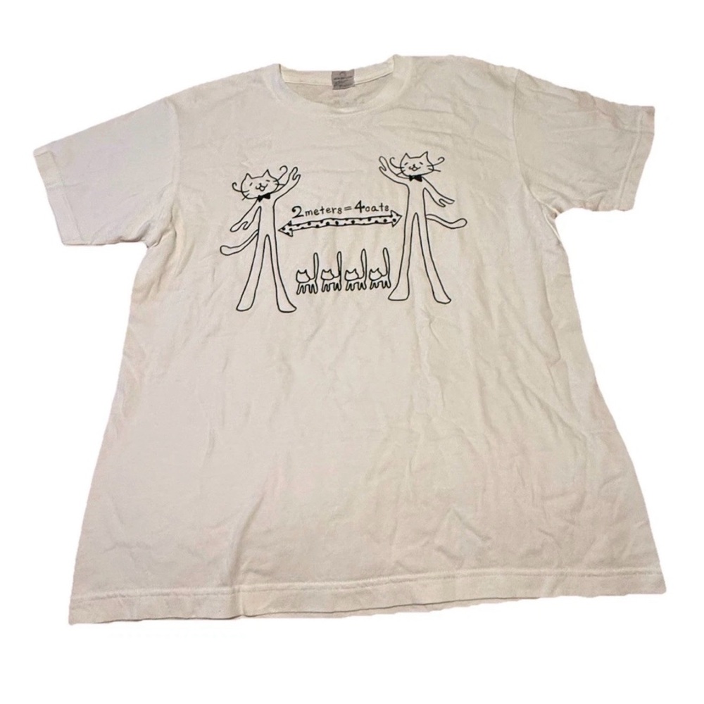 Music JIROKICHI White Kitty Shirt Cats Social Distance Women Medium Japan Kawaii